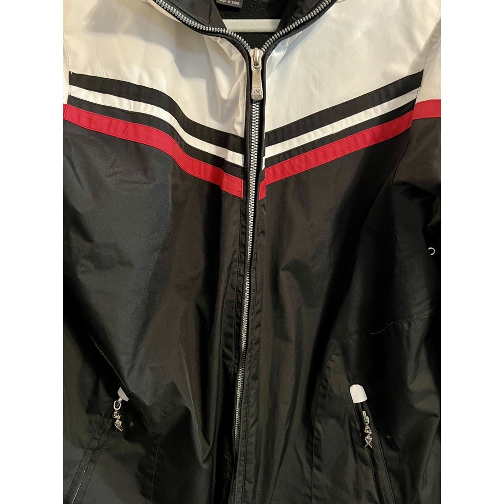 ZeroXposur Jacket L Black White Red Women Men Zip Heavy Hooded Coat Pockets EUC